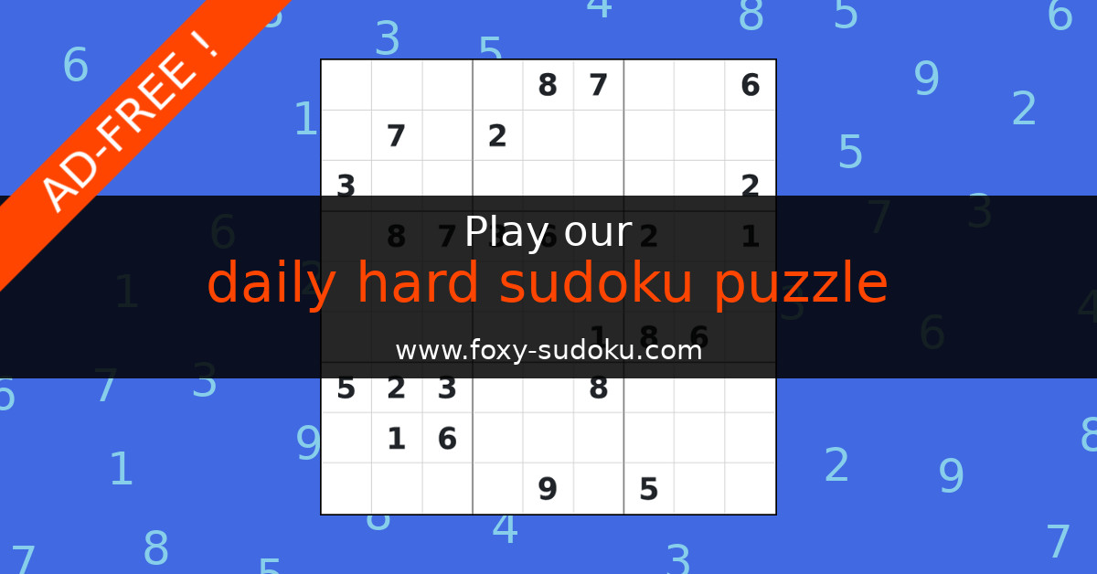 Sudoku hard - Solve free online hard sudoku puzzles (ad-free !)