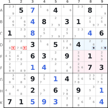 Locked candidates type 1 / Pointing pairs example 1